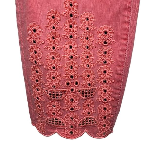 COCO Y CLUB Coral Eyelet Lace‎ Cotton Capri Pants Size 13/14 - Picture 4 of 9
